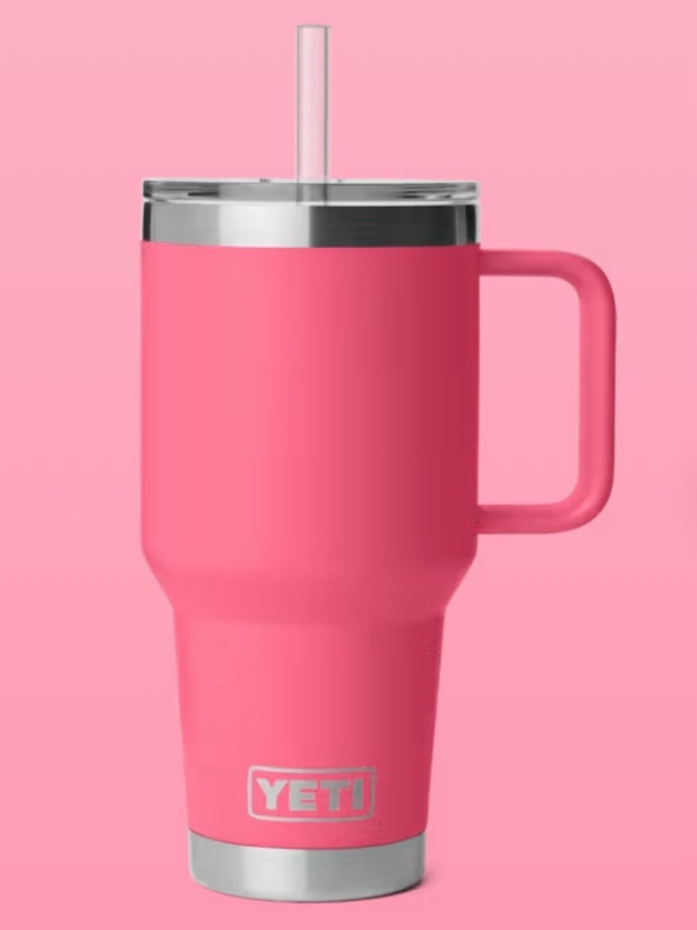 Yeti Tropical Pink Travel Tumbler with Handle and Straw New